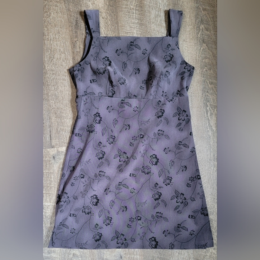 Y2K Whimsgoth Rampage Mini Dress Juniors 11 Black Gray Boho Floral Sleeveless - Picture 5 of 11